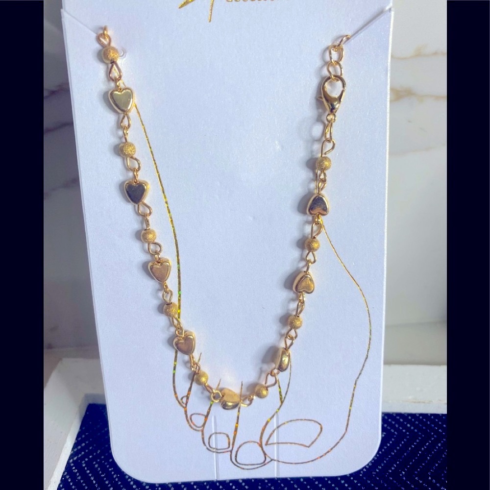 Gold tone heart anklet